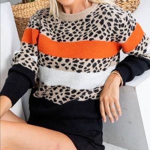 Orange Leopard sweater brand new very nice over sized or plus